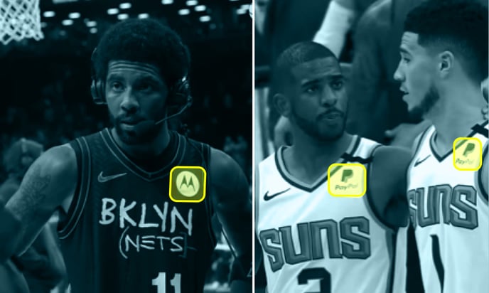 NBA players with Motorola and Paypal jersey patch logos 