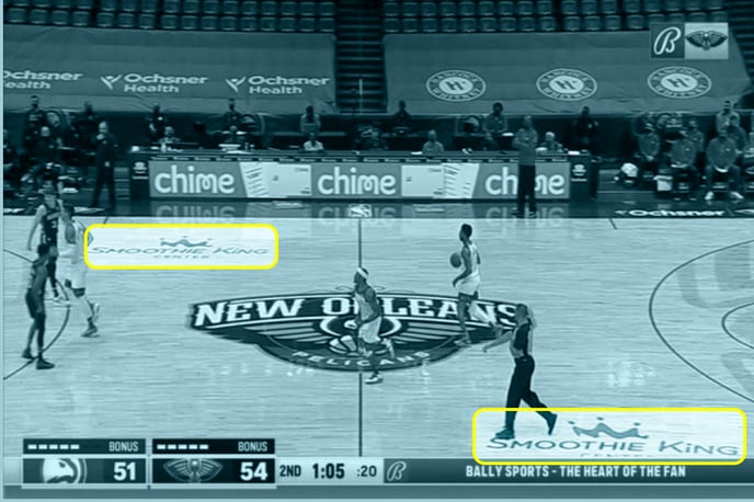 NBA court with Smoothie King logos